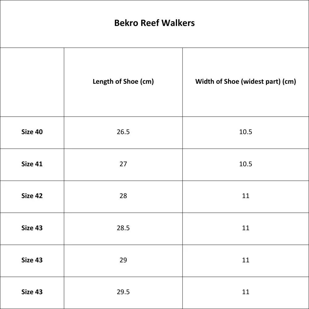 Bekro Reef Walkers Size Guide.webp