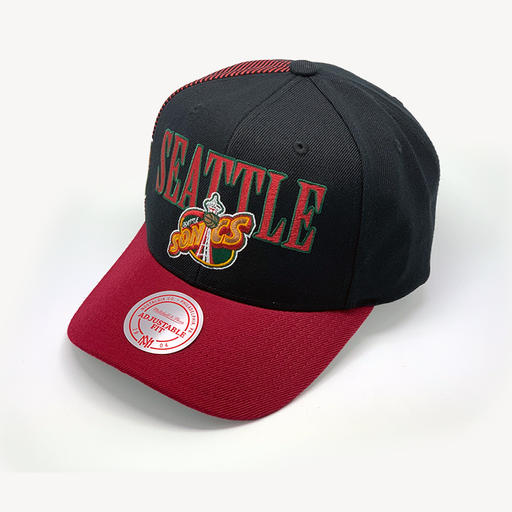 [197507098804] Mitchell & Ness Classic Red Seattle Supersonics Side Swipe OG NBA Black/Red OSFM MNSO22337