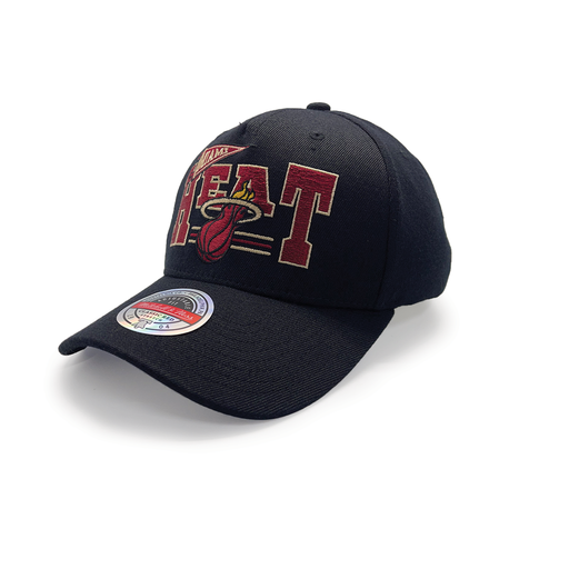 [197932381274] Mitchell & Ness Miami Heat NBA Classic Red Pennant Snapback Black OSFM MNMH2096