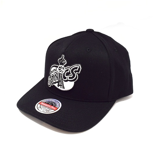 [195563006610] Mitchell & Ness Seattle Sonics NBA Blk+Wht Tm Logo Redline Black OSFM MNSO20106