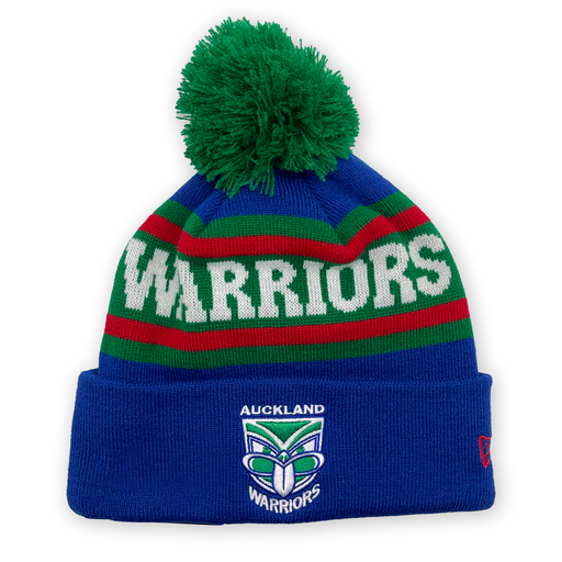 [198059046633] New Era New Zealand Warriors Beanie Spellout Blue OSFM