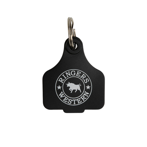 [9351796354558] Ringers Western Cattle Tag Keyring Black/White