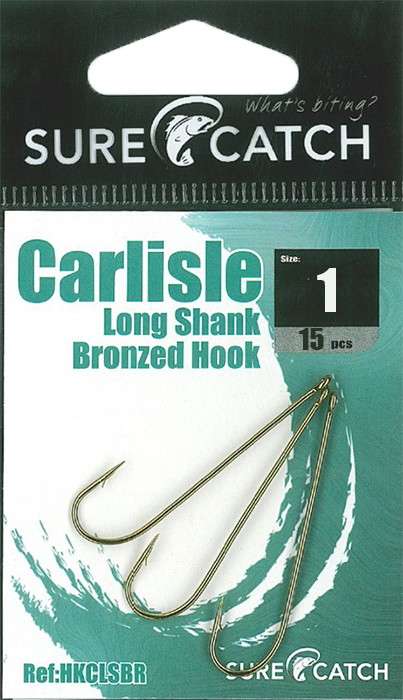 SureCatch Carlisle Long Shank Bronze Hooks | Size 1 | 15 Pack