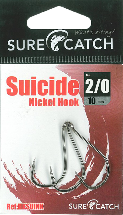 SureCatch Suicide Nickel Hooks | Size 2/0 | 10 Pack