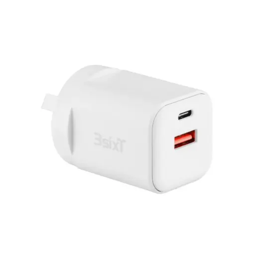 [9318018161912] 3SIXT Wall Charger GaN USB-C + USB-A | White | 35W
