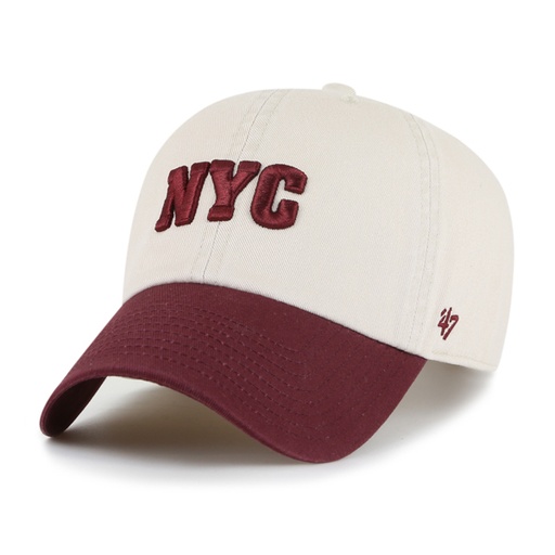 [198304675755] 47 Brand City New York Clean Up Script Two Tone Bone/Maroon OSFM