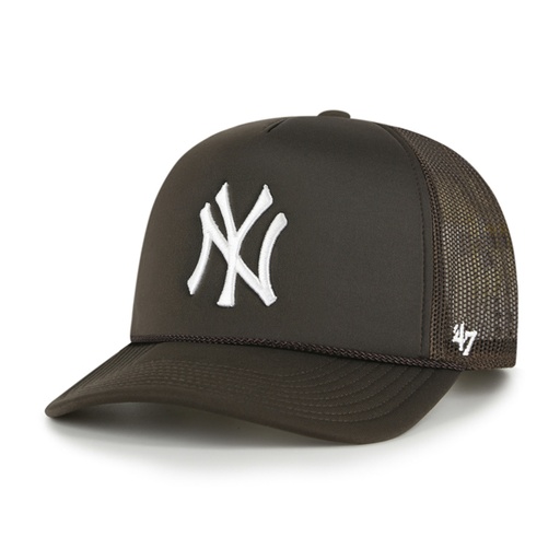 [196002784106] 47 Brand New York Yankees MLB Foam Front Mesh Trucker Brown OSFM B-FOAMO17KPP-BW