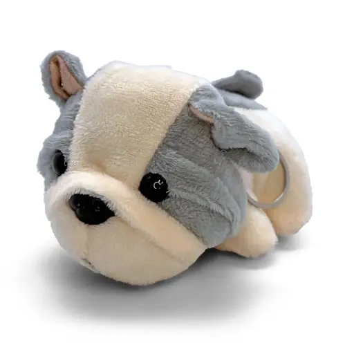 [9340457032348] Mini Mates French Bulldog Keyrings Plush | 11cm (Grey)