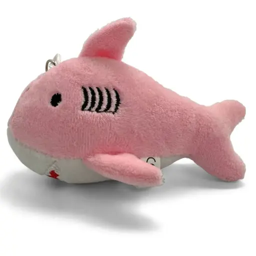 [9340457031204] Mini Mates Shark Keyrings Plush | 12cm (Pink)