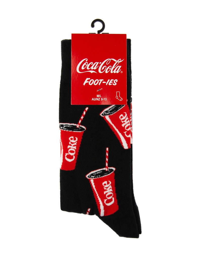 Foot-ies - Foot-ies Coca-Cola Organic Cotton Socks Coke Summer Cup Black Size 8 to 13