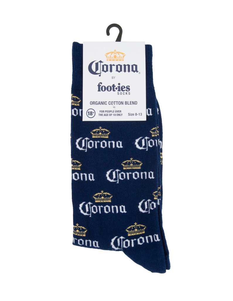 Foot-ies Corona Organic Cotton Socks Corona Logo Navy Size 8 to 13_14618