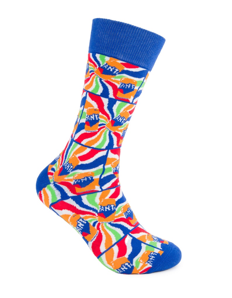 Foot-ies - Foot-ies Fanta Organic Cotton Socks 70's Blue/Orange Size 8 to 13