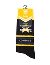 Foot-ies NRL North Queensland Cowboys Organic Cotton Socks Stripes Black/Yellow/Navy Size 8 to 13_14634