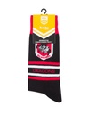 Foot-ies - Foot-ies NRL St George Illawarra Organic Cotton Socks Stripes Black/Red/White Size 8 to 13