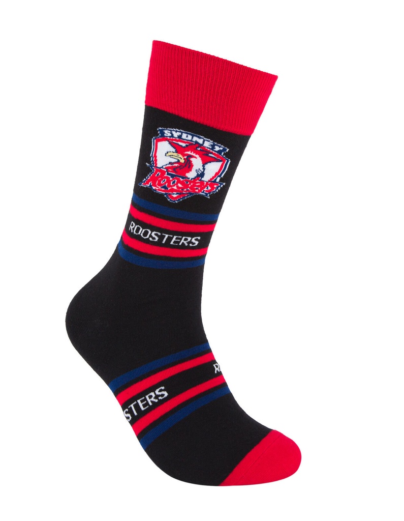 Foot-ies - Foot-ies NRL Sydney Roosters Organic Cotton Socks Stripes Black/Red/Blue Size 8 to 13