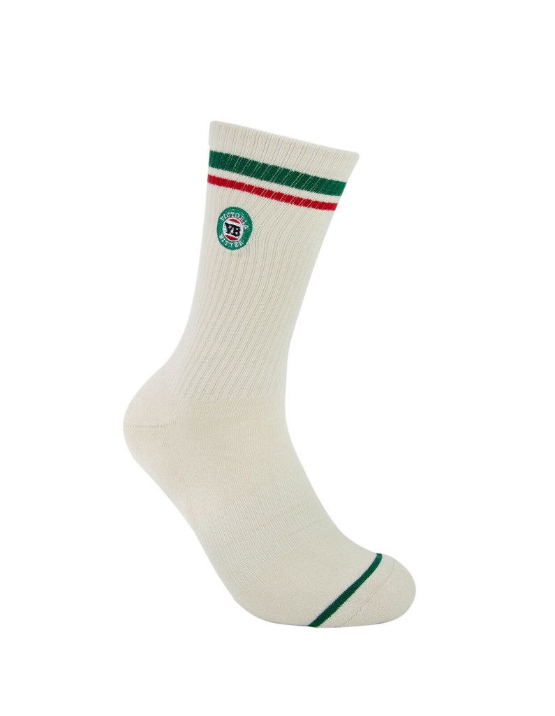 Foot-ies Victoria Bitter 2 Pack Sneaker Socks VB Logo Black & Cream Size 8 to 13_14653
