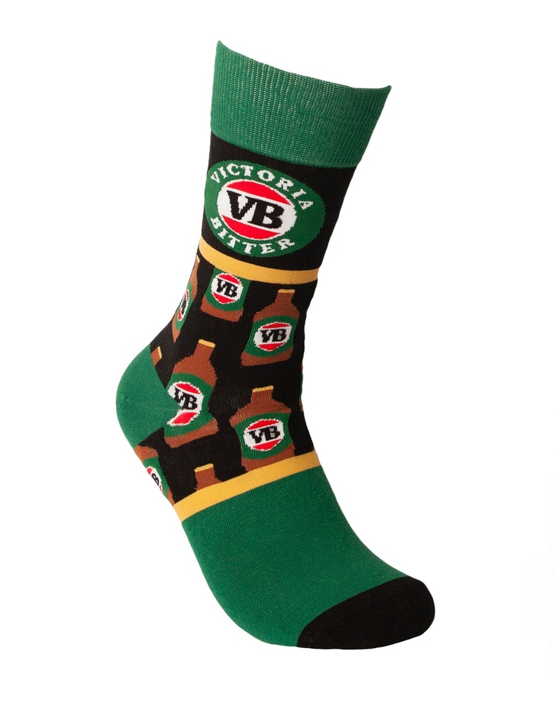 Foot-ies - Foot-ies Victoria Bitter Organic Cotton Socks Hard Earned Thirst Black/Green Size 8 to 13