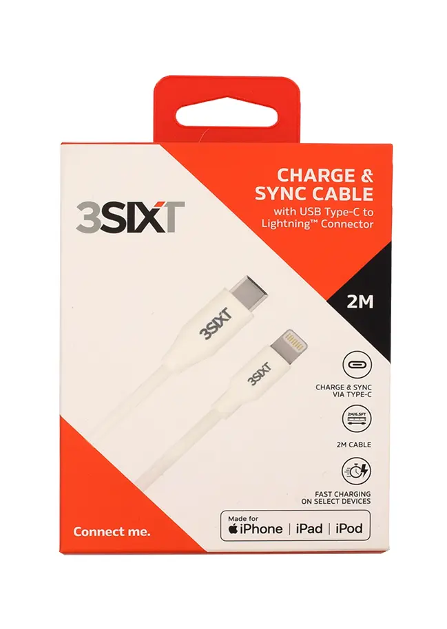 3SIXT - 3SIXT Charge & Sync Cable USB-C to Lightning | White | 2m