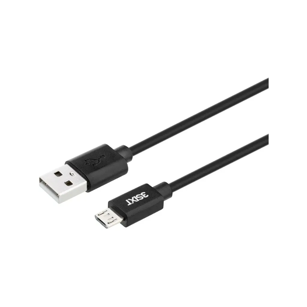 3SIXT - 3SIXT Charge & Sync Cable with Micro USB Connector | Black | 1m