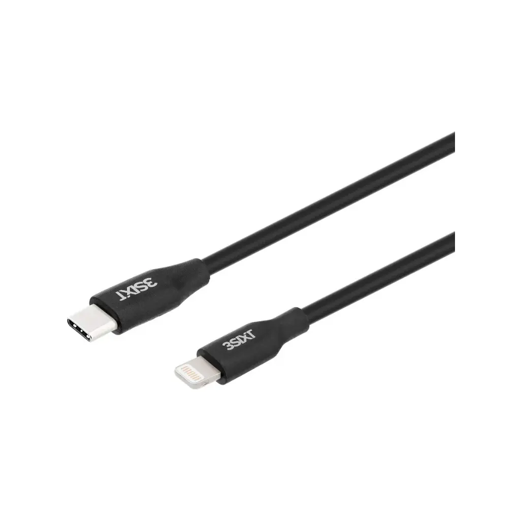 3SIXT Charge & Sync Cable with USB-C to Lightning Connector | Black | 1m_1801