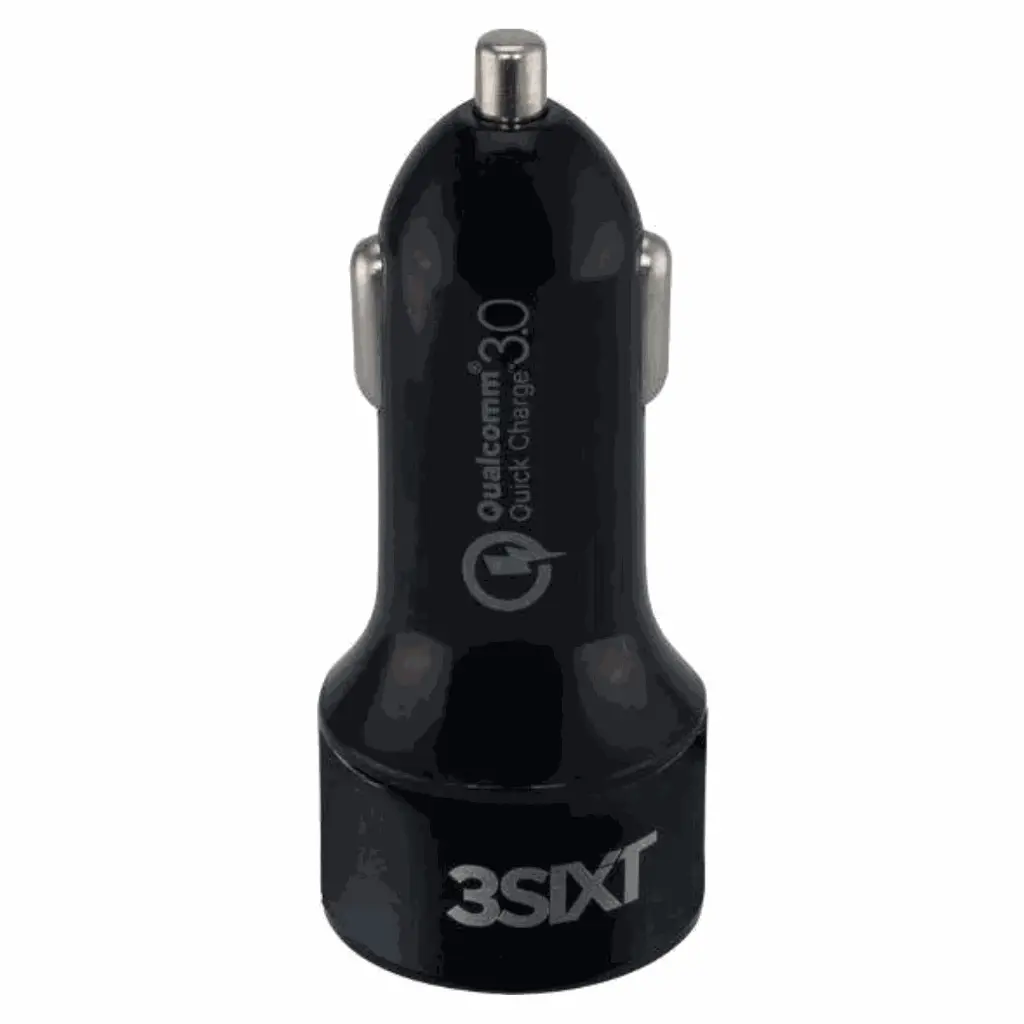 3SIXT Qualcomm Quick Charge 3.0 Car Charger Dual Port | Black | 5.4A_1811
