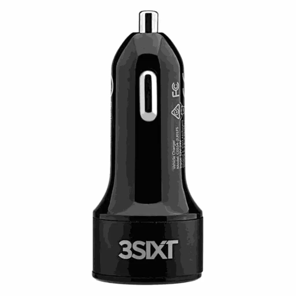 3SIXT Qualcomm Quick Charge 3.0 Car Charger Dual Port | Black | 5.4A_1812