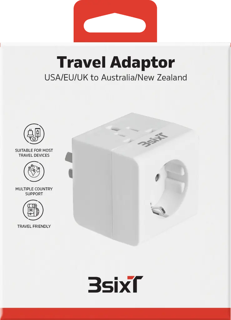 3SIXT Travel Adaptor USA/EU/UK to AUS/NZ | White_1856