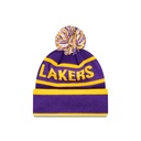 New Era - New Era Los Angeles Lakers Knit Medium Beanie Spellout Waffle Team Colours OSFM