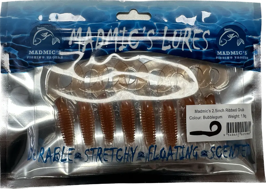 Madmic's 2.5in Ribbed Grub | Bubblegum | 8 Pack_2254