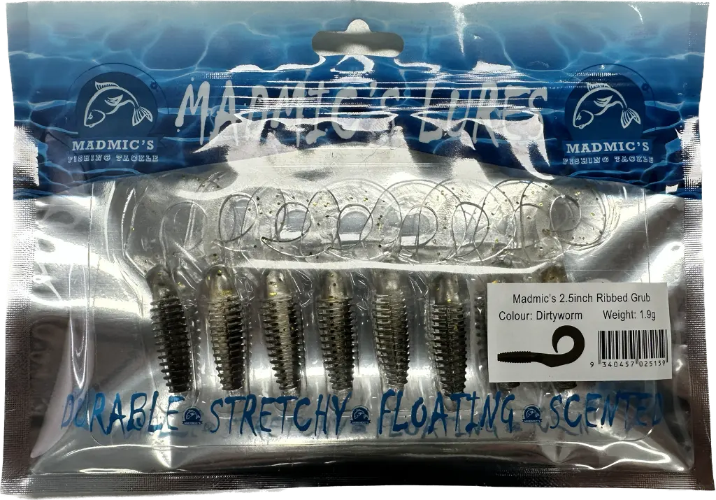Madmic's - Madmic's 2.5in Ribbed Grub | Dirtyworm | 8 Pack