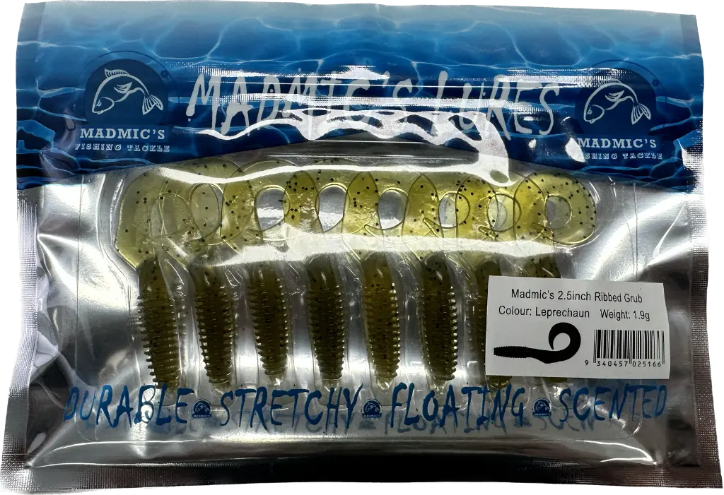 Madmic's 2.5in Ribbed Grub | Leprechaun | 8 Pack_2256