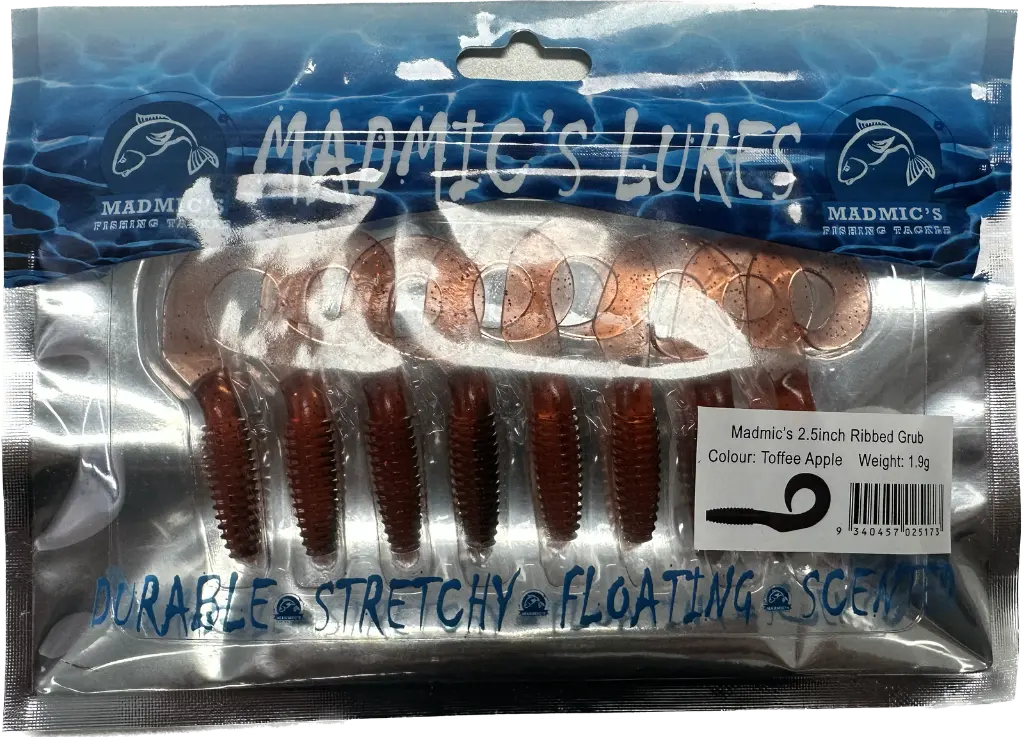 Madmic's 2.5in Ribbed Grub | Toffee Apple | 8 Pack_2257