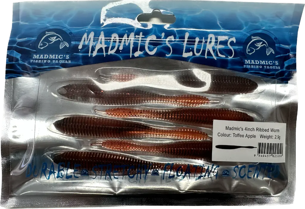 Madmic's 4in Ribbedworm | Toffee Apple | 6 Pack_2265