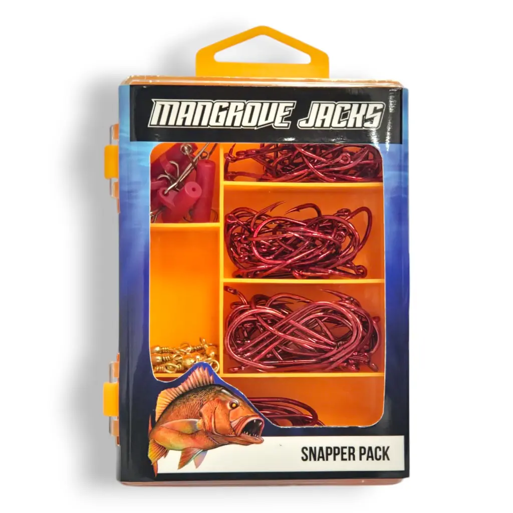 Mangrove Jacks - Mangrove Jacks Snapper Fishing Pack | Hooks, Swivels, Slider Clips, and Tackle Box