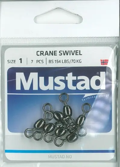 Mustad Crane Swivel | Size 1 | 154lb-70kg | 7 Pack_2444