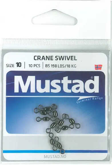 Mustad - Mustad Crane Swivel | Size 10 | 198lb-18kg | 10 Pack