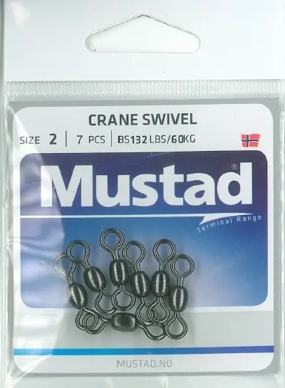 Mustad Crane Swivel | Size 2 | 132lb-60kg | 7 Pack_2446