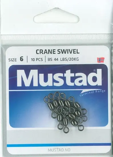 Mustad Crane Swivel | Size 6 | 44lb-20kg | 10 Pack_2448