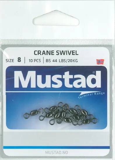 Mustad - Mustad Crane Swivel | Size 8 | 44lb-20kg | 10 Pack