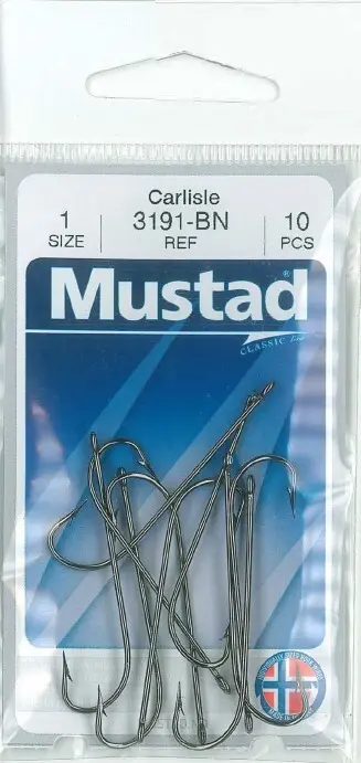 Mustad Carlisle Bait Hook Black | Size 1 | 10 Pack_2486