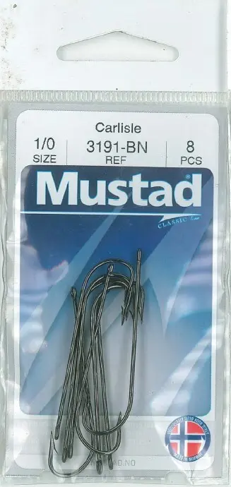 Mustad Carlisle Bait Hook Black | Size 1/0 | 8 Pack_2487