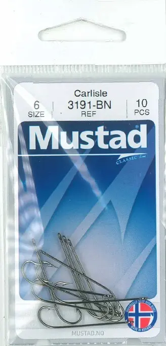 Mustad Carlisle Bait Hook Black | Size 6 | 10 Pack_2490