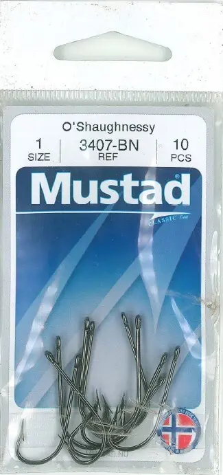 Mustad O'Shaughnessy Live Bait Hook Black | Size 1 | 10 Pack_2492