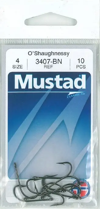 Mustad O'Shaughnessy Live Bait Hook Black | Size 4 | 10 Pack_2494