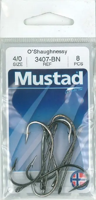 Mustad O'Shaughnessy Live Bait Hook Black | Size 4/0 | 8 Pack_2495