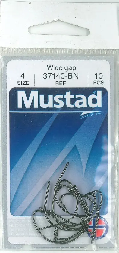 Mustad Wide Gap Hook Black | Size 4 | 10 Pack_2502