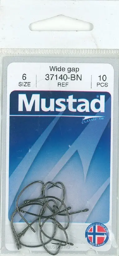 Mustad Wide Gap Hook Black | Size 6 | 10 Pack_2504