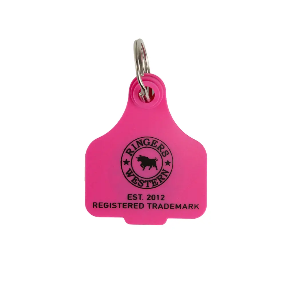 Ringers Western Cattle Tag Keyring Neon Pink_3975