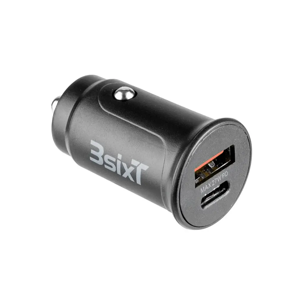 3SIXT - 3SIXT Car Charger USB-C + USB-A QC 2.0 | Black | 27W