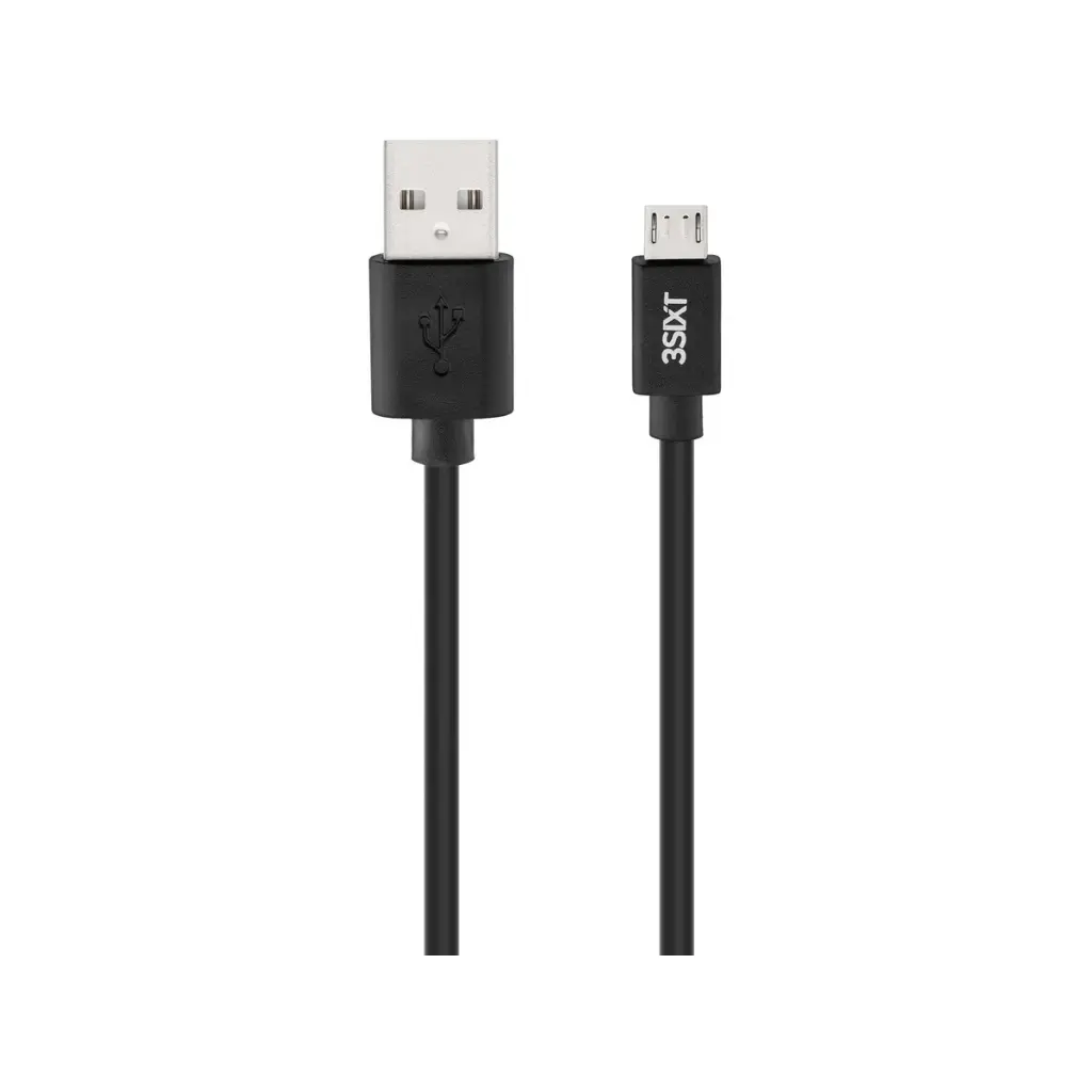 3SIXT - 3SIXT Charge & Sync Cable with Micro USB Connector | Black | 1m